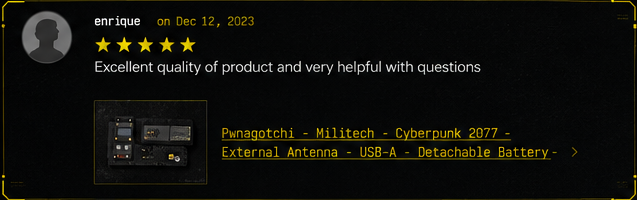 Five-star review from Enrique: Excellent quality of product and very helpful with questions.